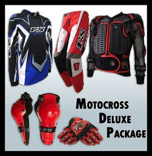 MX Motocross Youth Jersey+Pants+G​loves+Armour*R​ED* Dirt Bike 
