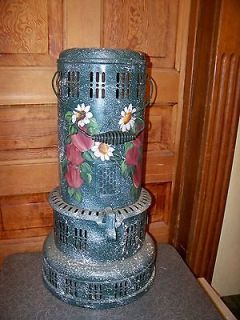 Antique Perfection Smokeless Oil Heater Hand Painted Folk Art Great 