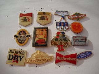 13BUDWEISER BEER PINS ALL DIFFERENT SOME OLYMPIC,NASCAR