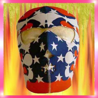   One Red White Blue Reversible Neoprene Full Face Mask Cover Ski USA