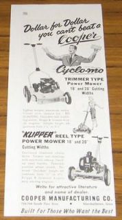1954 VINTAGE AD~CYCLO MO POWER REEL LAWN MOWERS~MARSHAL​LTOWN,IA