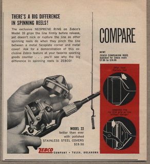 1959 Vintage Ad Zebco Model 33 Fishing Reels Compare Tulsa,OK