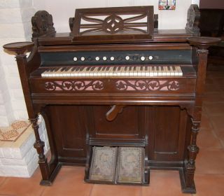 ANTIQUE ORGAN PUMP STYLE LATE 1800s VICTORIAN PARLOR CARVED WOOD LOCAL 