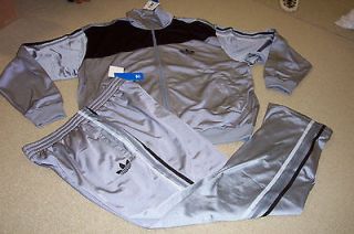 Adidas Silver Track Set Jacket (XL) Pants (L) Mens Large and XL $126