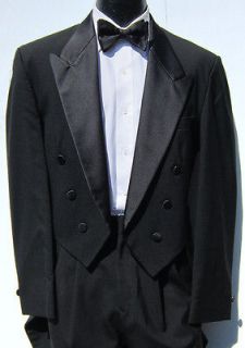 Black Oscar de la Renta 6 Button Tuxedo Tailcoat Wedding Costume 