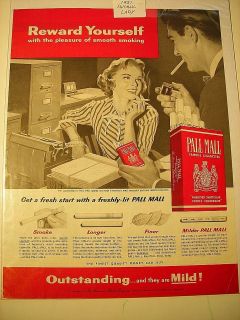 Vintage 1951 Pall Mall Cigarettes Ad Illustrated Altered Art Supplies