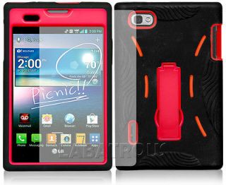 LG Intuition Optimus Vu VS950 Duo Black Rubber Red PC Kickstand 