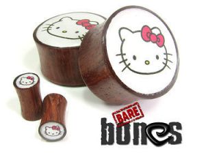   11/16 Blood Wood Organic Body Jewelry Hello Kitty Plugs Gauges