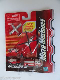 MICRO MACHINES VHTF FIRE COMBAT CREW FIRE TRUCK FIRE PLANE HELICOPTER 