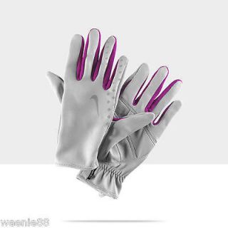 NIKE Womens NEW Gray Raspberry Lightweight Running Athletic Gloves   M 