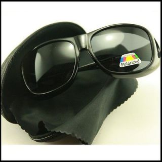Polarized wraparound Sunglass fit wear over eyeglass glasses Black 