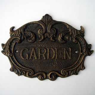   Scroll Style Solid Brass GARDEN SIGN gate fence patio plaque New