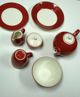   5pc tea set with matching pagnossin ironstone salad plate/ bowl euc