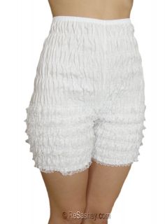 NEW POLY COTTON RUFFLED LACE MID THIGH PETTIPANT BLOOMER MALCO MODES 