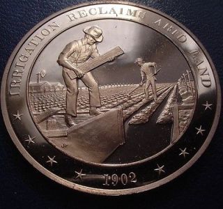 1902 Irrigation Reclaims Arid Land   Franklin Mint Solid Bronze Medal