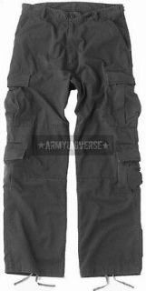 Black Vintage Military Paratrooper Tactical BDU Fatigue Pants