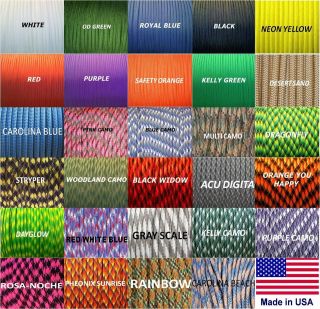 550 paracord parachute cord Mil Spec Type III 7 Strand   10ft 25ft 