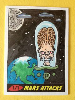 Mars Attacks Heritage Sketch Card AP Original Art Topps 2012 Earth 