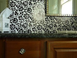 PVC VINYL BLACK AND WHITE FLORAL Peel N Stick CONTACT PAPER