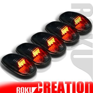 SMOKED ROOF TOP CAB LIGHTS 9 AMBER LED MARKER LAMPS 5 PCS SET+WIRING 