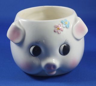 Piggy Pig Piglet Face Ceramic Planter Bowl Vase