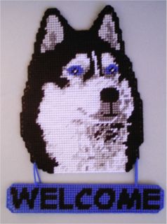 Siberian Husky Welcome Sign Plastic Canvas Pattern