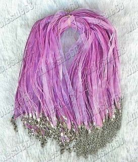   700PS pink Silk 3+1 voile ribbon Necklace pendant Chain cord fit DIY