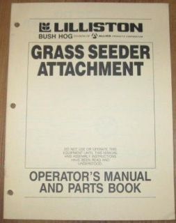 Bush Hog Grass Seeder Attachment Owners Man Parts Book