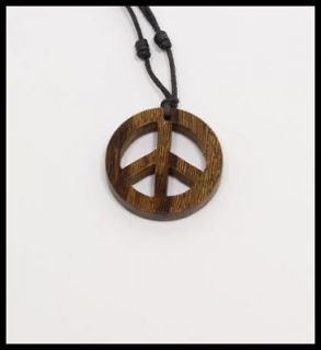 Peace Sign Pendant Small Robles Wood Peace Sign Pendant Necklace Retro 
