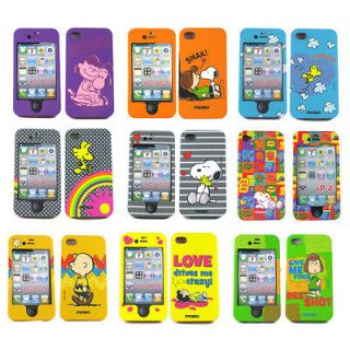 iPhone 4 4S Peanuts Rubberized Protector Cover Case Snoopy Charlie 