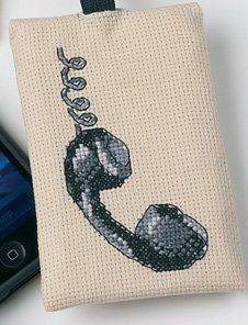 Old Fashioned Phone cell phone case cross stitch kit by Permin