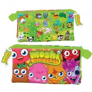 NEW MOSHI MONSTERS 3 POCKET PENCIL CASE STATIONERY GIFT