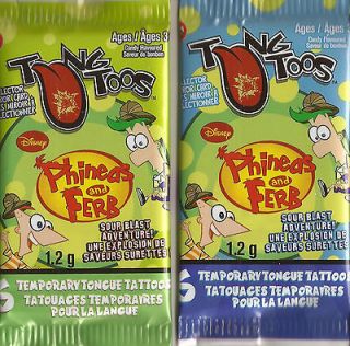 Phineas and Ferb Temporary Tongue Tattoos Sour Blast Adventure FREE 