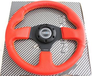 NRG Steering Wheel 320mm Sport Red Leather yellow Stitchsparco Momo 
