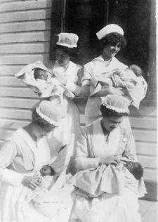   1916 and 1919 NURSES WITH BABIES Vintage Black & White Photograph b5