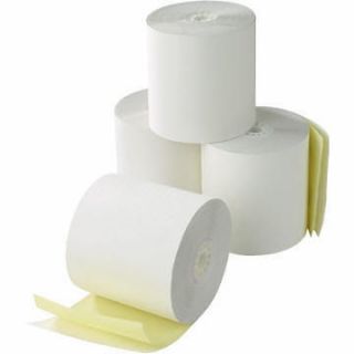   100 FT 2PLY CARBONLESS WHITE/CANARY PAPER ROLLS HYPERCOM T7P TRANZ
