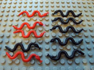 Lego Minifig Animal ~ Lot Of 10 Snakes Red/Black Reptiles