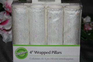 4pk Wilton Iridescent Dot Wrapped Wedding Cake Decorating Pillars 802