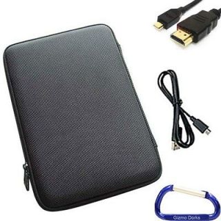   Cover Case and USB HDMI Cable Bundle for Fuhu Nabi 2 Tablet   Black