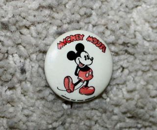   1930s MICKEY MOUSE CELLULOID PINBACK BUTTON WITH BACKPAPER BEAU​TY