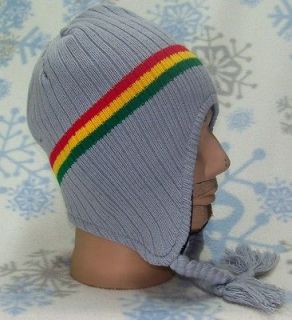 Rasta Knit Winter Ear Flap Ski Hat,Beanie,Ear​flap,Cap,Jamai​can 