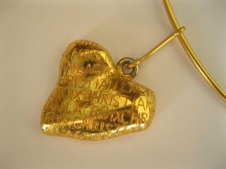 Beautiful Vintage CHRISTIAN LACROIX Necklace gold tone heart pendant