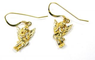 Gold Sterling Silver Angel Cherub Fish Hook Earrings