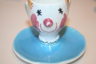 Vintage Secla Portugal Figural Clown Egg Cup EUC w crazing