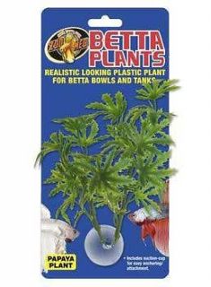 ZOO MED BETTA PLANT PAPAYA MINI 5 TO 6 TANK ORNAMENT BOWL LEAF FREE 