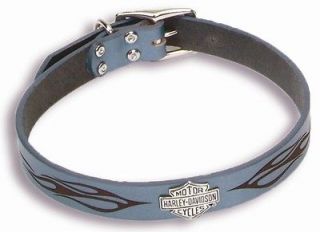 Harley Davidson Engraved Leather Dog Collar 1x20 GRY