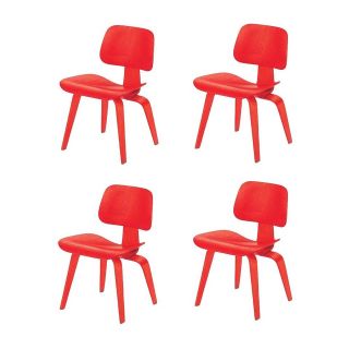 Red Molded Plywood Wood Dining Chairs DCW Replica