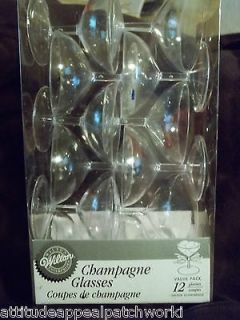 12 Wilton Clear Mini Plastic Champagne Glass Wedding Shower Favors 