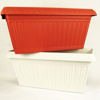Large 60cm Solid Plastic Window Trough Planter in Ivory or Terracotta