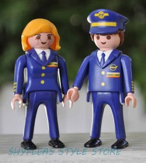 Playmobil Pilot Flight Attendant Figurines 1997 Geobra 3185 Airline